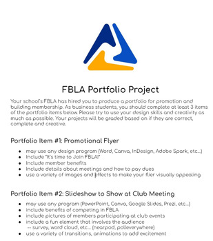 Preview of FBLA Portfolio Project for Chapter Promotion (Google)