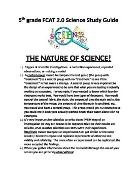 Preview of FCAT 2.0 Grade 5 Science Study Guide