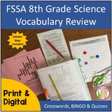 FSSA 8th Grade Science Vocabulary Review (Crosswords, BING