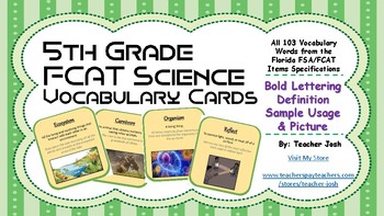 Preview of FCAT Science Vocabulary Cards - 5th Grade