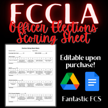 Preview of FCCLA Officer Elections Rating Sheet