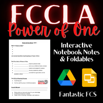 Preview of FCCLA Power of One Unit- Interactive Notebook Notes/Foldables