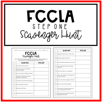 Preview of FREEBIE | FCCLA Step One Web Scavenger Hunt | Family Consumer Sciences FCS