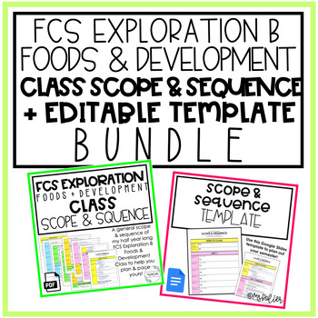 Preview of FCS Exploration Foods & Dev Class Scope & Sequence + Editable Template | BUNDLE