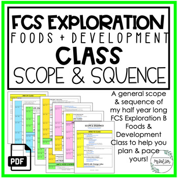 Preview of FCS Exploration Foods & Dev Class Scope & Sequence | Family Consumer Science