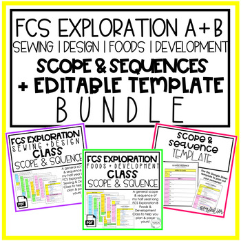 Preview of FCS Exploration Sewing/Design + Foods/Dev Scope & Sequences + Template | BUNDLE