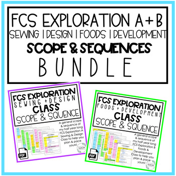 Preview of FCS Exploration Sewing & Design + Foods & Dev Class Scope & Sequences | BUNDLE