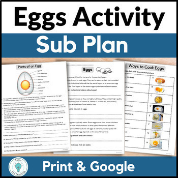 Preview of FCS and Culinary Sub Plans - All About Eggs Google Lesson