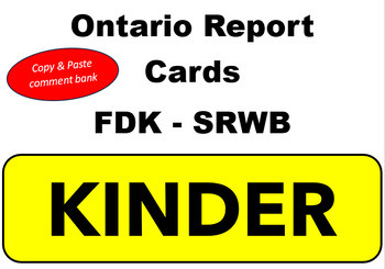 Preview of FDK - KINDER - SRWB Report Card Comment Bank