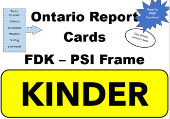 Preview of FDK - Kinder PSI Report Card Comment Bank
