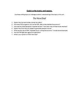 essay questions for the new deal