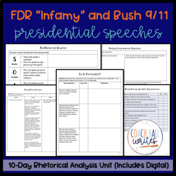 FDR's Pearl Harbor Speech & Bush's 9/11 Speech Rhetorical Analysis by Beth  Hall