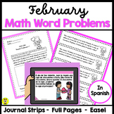 FEBRUARY - 2ND GRADE MATH WORD PROBLEMS IN SPANISH - CCSS 2.0A.1