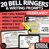FEBRUARY Bell Ringers & Writing Prompts w. Passages & RACE