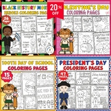 FEBRUARY COLORING PAGES BUNDLE: Valentine's day, BHM, Pres