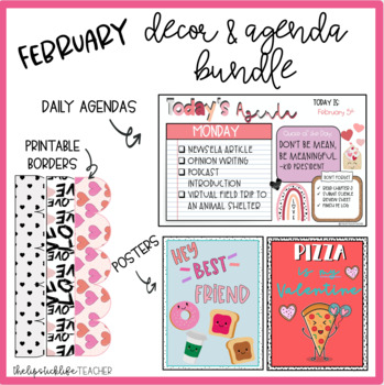 Preview of FEBRUARY DECOR BUNDLE Teacher Resource | VALENTINES BUNDLE