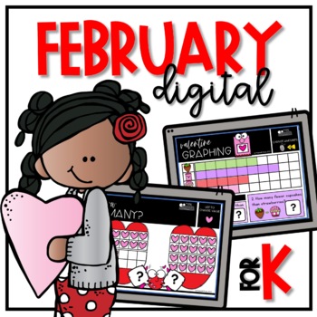 Preview of FEBRUARY DIGITAL DAILY MATH for KINDERGARTEN (Interactive PowerPoint)