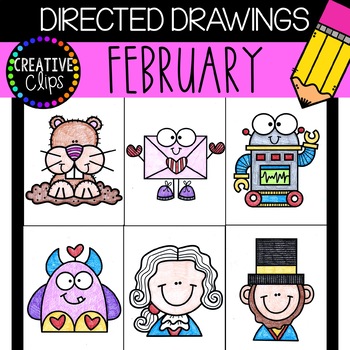 Preview of FEBRUARY Directed Drawings: Valentine {Made by Creative Clips Clipart}