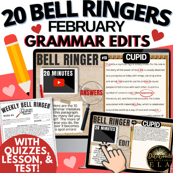 Preview of FEBRUARY GRAMMAR Do Now Morning Work Bell Ringers Language Arts Activities