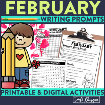 Preview of FEBRUARY JOURNAL PROMPTS winter writing activities writing packet rubric