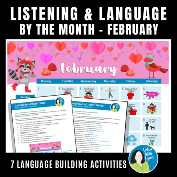 Preview of FEBRUARY Listening By The Month Vocabulary Comprehension DHH APD Hearing Loss