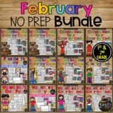FEBRUARY No Prep Activities BUNDLE with Math and ELA for 1