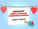 FEBRUARY Speech-Language Homework Calendar - Bilingual Eng