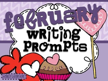 Preview of FEBRUARY Writing Prompts (30 count) - task cards and posters *Valentine's Day*