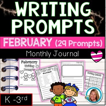 Preview of FEBRUARY Writing Prompts Journal K-3