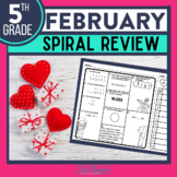 FEBRUARY Spiral Review Worksheets Valentine's Day Math Act