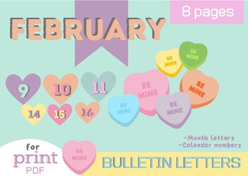 FEBRUARY_Bulletin Board Letter and Numbers by Hello hello Kris | TPT