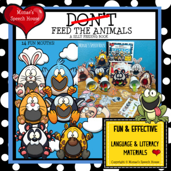 Preview of 14 FEED THE ANIMALS MOUTHS  Early Reader Pre-K Speech Therapy SENSORY BIN