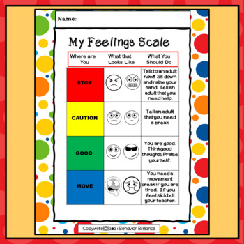 FEELING SCALE and SOCIAL STORY and BREAK CARDS by Behavior Brilliance