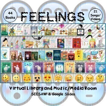 Preview of FEELINGS Digital Library & Music/Media Room - SEESAW & Google Slides