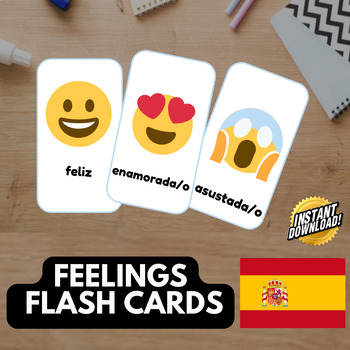 Preview of FEELINGS SPANISH Edition (27 emoji pictures) • Montessori Cards • Flash Cards