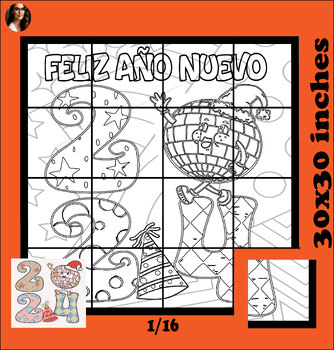 Preview of FELIZ AÑO NUEVO 2024 Collaborative Poster Bulletin Board door decoration