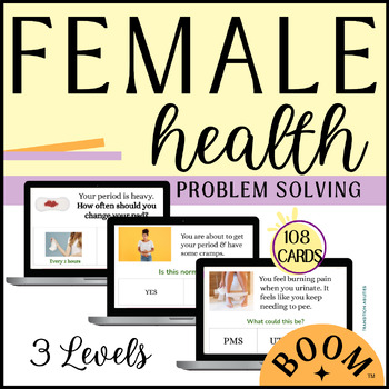 Preview of FEMALE HEALTH Problem Solving | Life Skills Special Ed Health | Boom Cards