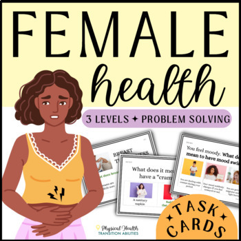 Preview of FEMALE HEALTH Problem Solving | Life Skills Special Ed Health | Task Cards