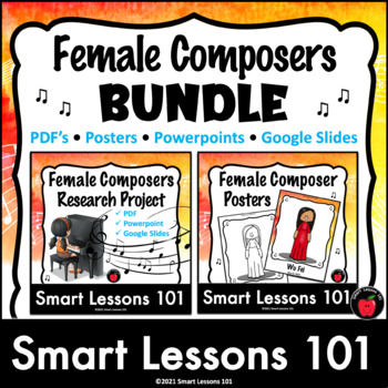 Preview of WOMEN in MUSIC COMPOSER BUNDLE Womens History Month Music Lesson Poster Research