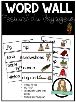 Preview of FESTIVAL DU VOYAGEUR - word wall - english vocab cards