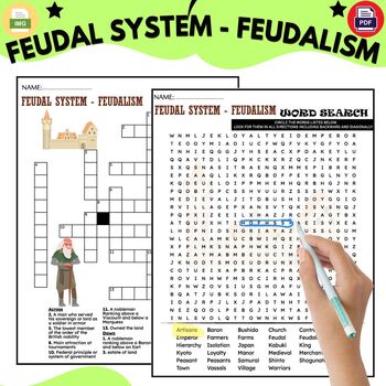 Preview of FEUDAL SYSTEM - FEUDALISM Fun Worksheets - Word Search And Crossword