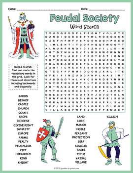 Preview of THE FEUDAL SYSTEM - FEUDALISM Word Search Puzzle Worksheet Activity