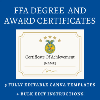 Preview of FFA Award Certificates - Editable Canva Templates