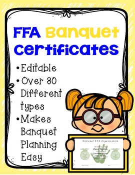 FFA Banquet Certificates by Ag On A Budget Teachers Pay Teachers