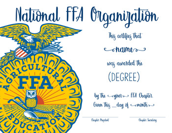 FFA Banquet Certificates by Perfectly Planned by ATD TpT