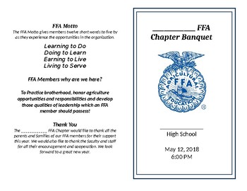 FFA Banquet Program / Pamphlet by Here By The Owl TpT