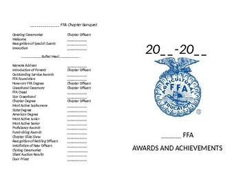 FFA Banquet Program / Pamphlet by Here By The Owl TpT