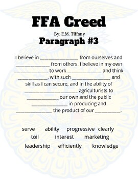 Ffa Creed Worksheet Answer Key