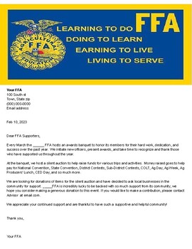Preview of FFA Donation Letter Template