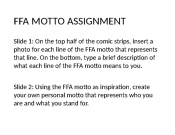 Preview of FFA Motto Comic Strips & Personal Motto Assignment